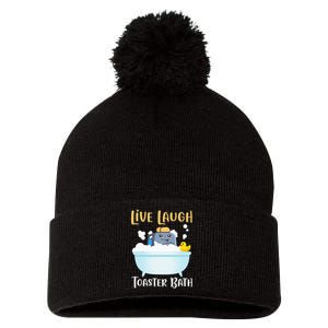 Live Laugh Toaster Bath Pom Pom 12in Knit Beanie