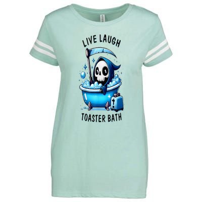 Live Laugh Toaster Bath Skeleton Enza Ladies Jersey Football T-Shirt