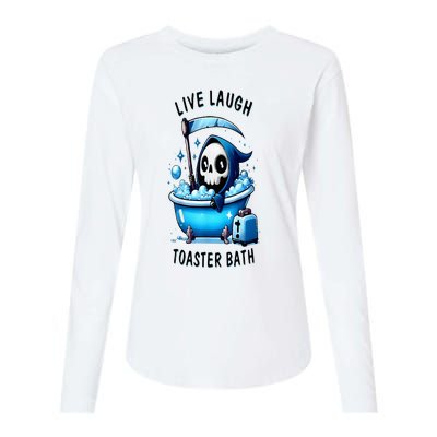 Live Laugh Toaster Bath Skeleton Womens Cotton Relaxed Long Sleeve T-Shirt