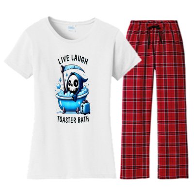 Live Laugh Toaster Bath Skeleton Women's Flannel Pajama Set