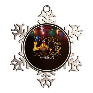 Leopard Love Turkey Nurse Thanksgiving Fall Metallic Star Ornament