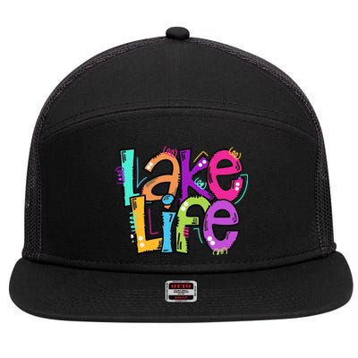 Lake Life Travel Lover Adventurer Lake Life Wildlife Vacation 7 Panel Mesh Trucker Snapback Hat