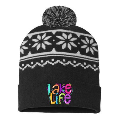 Lake Life Travel Lover Adventurer Lake Life Wildlife Vacation USA-Made Snowflake Beanie