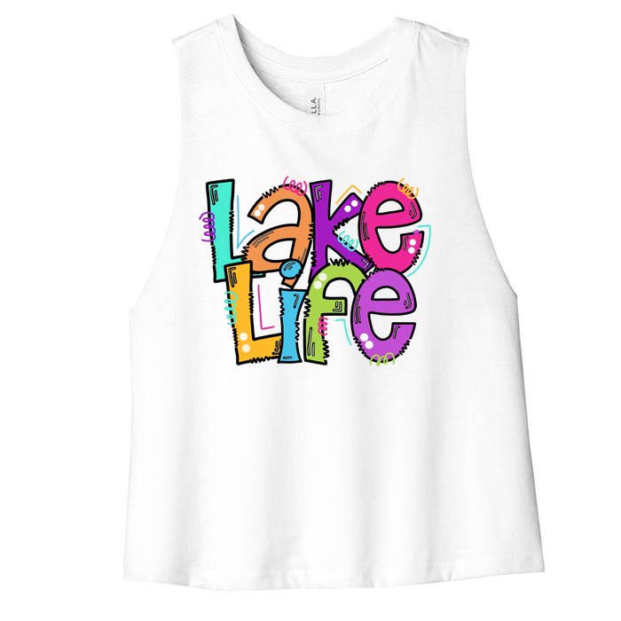 Lake Life Travel Lover Adventurer Lake Life Wildlife Vacation Women's Racerback Cropped Tank