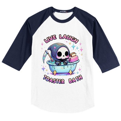 Live Laugh Toaster Bath Skeleton Funny Saying Baseball Sleeve Shirt