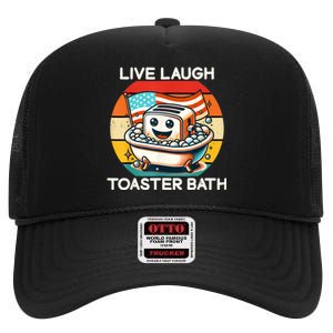 Live Laugh Toaster Bath High Crown Mesh Back Trucker Hat