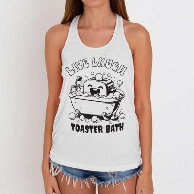 Live Laugh Toaster Bath Vintage Funny Toaster Women's Knotted Racerback Tank