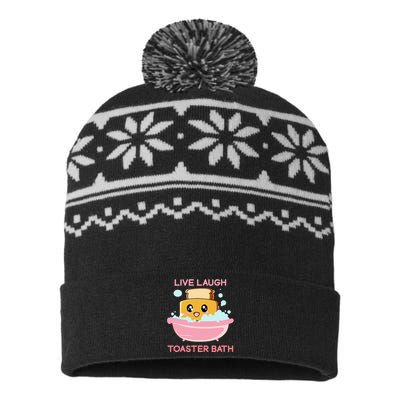 Live Laugh Toaster Bath Funny Saying USA-Made Snowflake Beanie