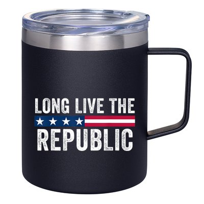 Long Live The Republic Patriotic American Flag 12oz Stainless Steel Coffee Mug