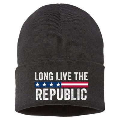 Long Live The Republic Patriotic American Flag Sustainable Knit Beanie
