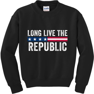 Long Live The Republic Patriotic American Flag Kids Sweatshirt
