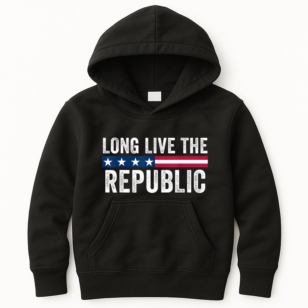 Long Live The Republic Patriotic American Flag Kids Hoodie