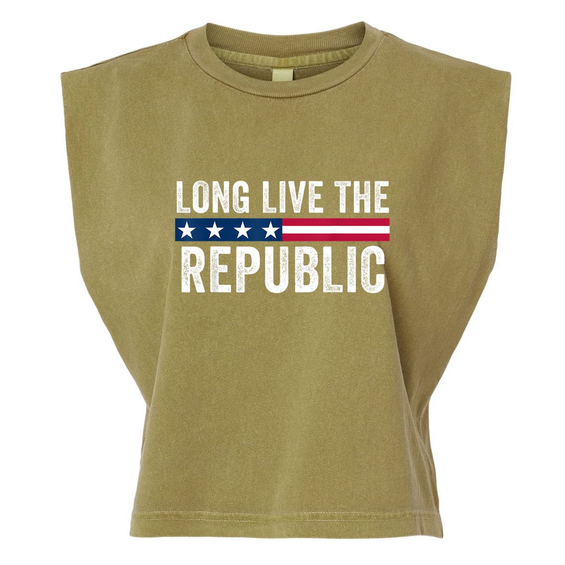 Long Live The Republic Patriotic American Flag Garment-Dyed Women's Muscle Tee