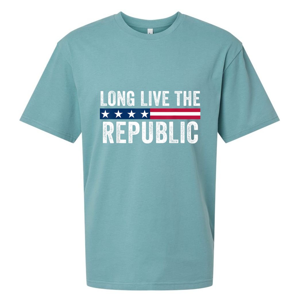 Long Live The Republic Patriotic American Flag Sueded Cloud Jersey T-Shirt