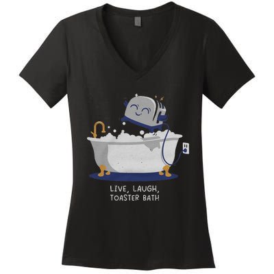 Live Laugh Toaster Bath Women's V-Neck T-Shirt