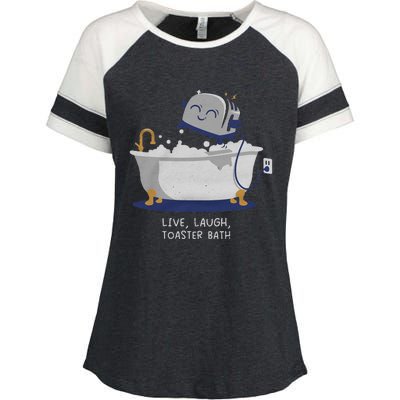 Live Laugh Toaster Bath Enza Ladies Jersey Colorblock Tee