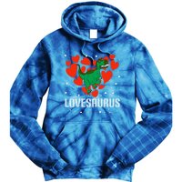 Lovesaurus Love Tgiftrex Dinosaur Heart Valentine's Day Cool Gift Tie Dye Hoodie