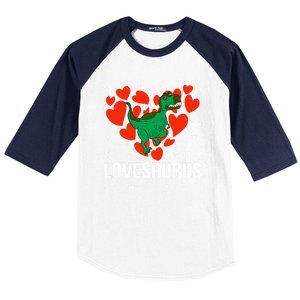 Lovesaurus Love Tgiftrex Dinosaur Heart Valentine's Day Cool Gift Baseball Sleeve Shirt