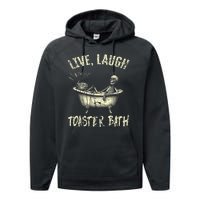 Live Laugh Toaster Bath Skeleton Bathroom Performance Fleece Hoodie