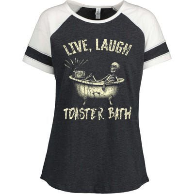 Live Laugh Toaster Bath Skeleton Bathroom Enza Ladies Jersey Colorblock Tee