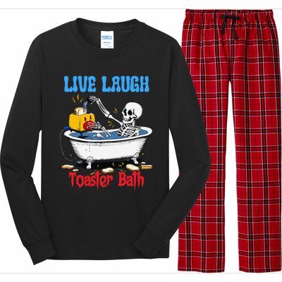 Live Laugh Toaster Bath Funny Skeleton Bathroom Halloween Long Sleeve Pajama Set