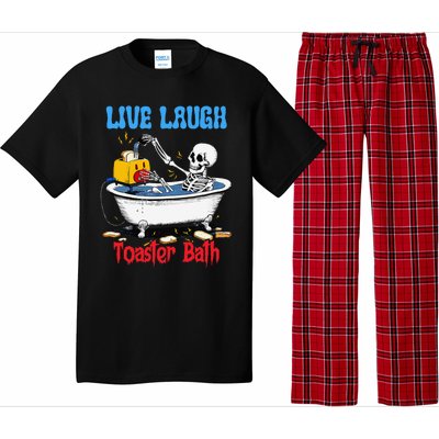 Live Laugh Toaster Bath Funny Skeleton Bathroom Halloween Pajama Set