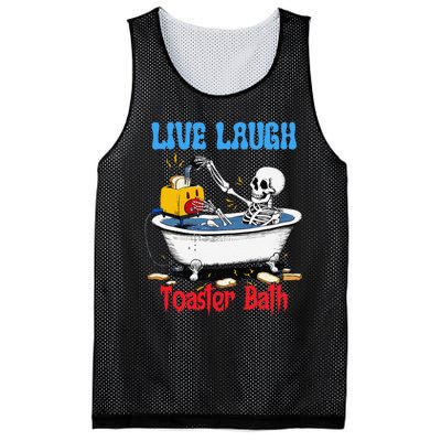 Live Laugh Toaster Bath Funny Skeleton Bathroom Halloween Mesh Reversible Basketball Jersey Tank