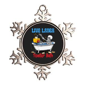 Live Laugh Toaster Bath Funny Skeleton Bathroom Halloween Metallic Star Ornament