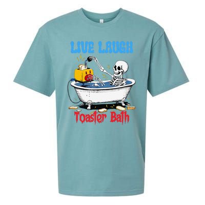 Live Laugh Toaster Bath Funny Skeleton Bathroom Halloween Sueded Cloud Jersey T-Shirt