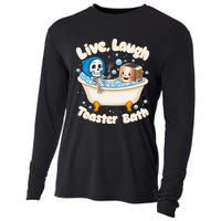 Live Laugh Toaster Bath Skeleton Funny Saying Cooling Performance Long Sleeve Crew