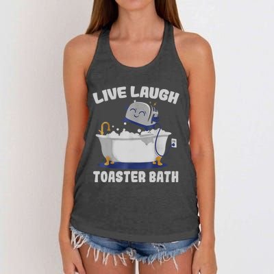 Live Laugh Toaster Bath Funny Women's Knotted Racerback Tank