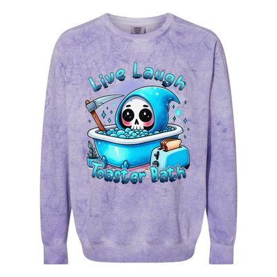 Live Laugh Toaster Bath Skull Halloween Colorblast Crewneck Sweatshirt