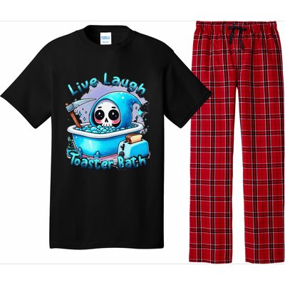 Live Laugh Toaster Bath Skull Halloween Pajama Set