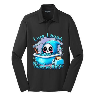 Live Laugh Toaster Bath Skull Halloween Silk Touch Performance Long Sleeve Polo