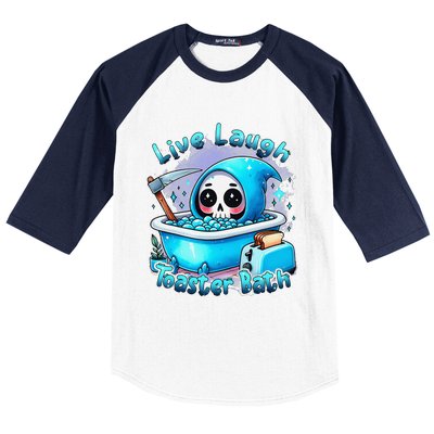 Live Laugh Toaster Bath Skull Halloween Baseball Sleeve Shirt