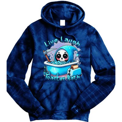 Live Laugh Toaster Bath Skull Halloween Tie Dye Hoodie