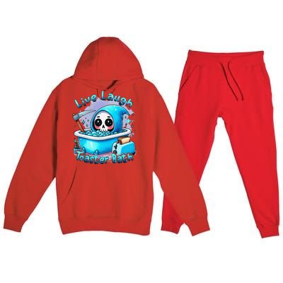 Live Laugh Toaster Bath Skull Halloween Premium Hooded Sweatsuit Set