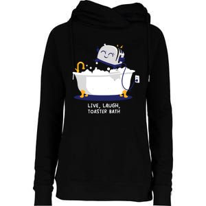 Live Laugh Toaster Bath Womens Funnel Neck Pullover Hood