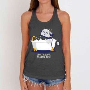 Live Laugh Toaster Bath Women's Knotted Racerback Tank