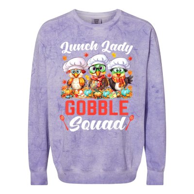 Lunch Lady Thanksgiving Funny Lunch Lady Gobble Squad Colorblast Crewneck Sweatshirt