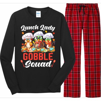 Lunch Lady Thanksgiving Funny Lunch Lady Gobble Squad Long Sleeve Pajama Set