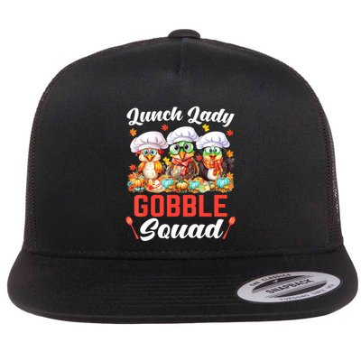 Lunch Lady Thanksgiving Funny Lunch Lady Gobble Squad Flatbill Hat