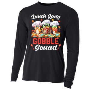 Lunch Lady Thanksgiving Funny Lunch Lady Gobble Squad Cooling Performance Long Sleeve Crew