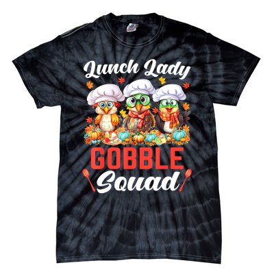 Lunch Lady Thanksgiving Funny Lunch Lady Gobble Squad Tie-Dye T-Shirt