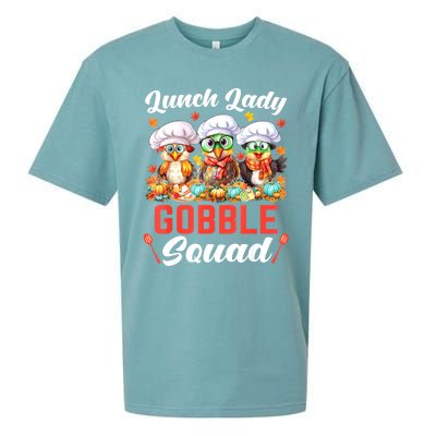 Lunch Lady Thanksgiving Funny Lunch Lady Gobble Squad Sueded Cloud Jersey T-Shirt