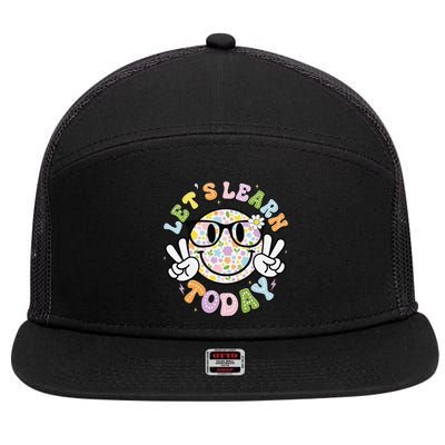Lets Learn Today Groovy Smile Face Motivational Teacher 7 Panel Mesh Trucker Snapback Hat