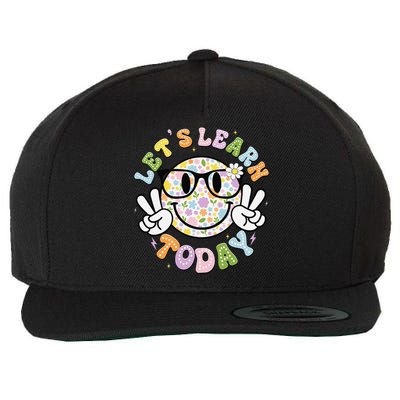 Lets Learn Today Groovy Smile Face Motivational Teacher Wool Snapback Cap