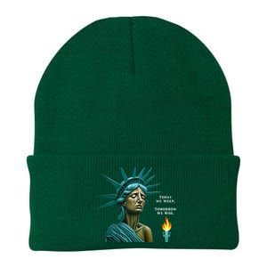 Lady Liberty Today We Weep Tomorrow We Rise For The Usa Knit Cap Winter Beanie