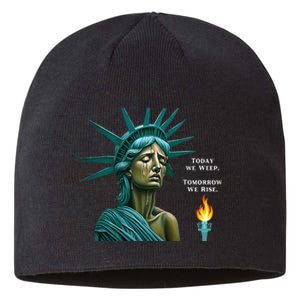 Lady Liberty Today We Weep Tomorrow We Rise For The Usa Sustainable Beanie