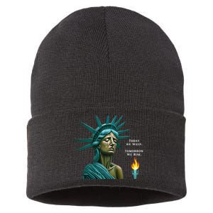 Lady Liberty Today We Weep Tomorrow We Rise For The Usa Sustainable Knit Beanie